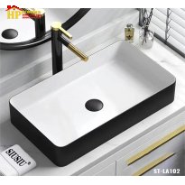 LAVABO ĐẶT BÀN TRẮNG ĐEN LA-102 CAO CẤP GIÁ RẺ
