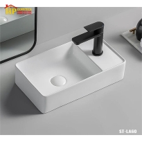 LAVABO ĐẶT BÀN CHỮ NHẬT TRẮNG NHỎ LA60 CAO CẤP GIÁ RẺ