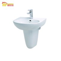CHẬU LAVABO TREO TƯỜNG CHÂN NGẮN CAESAR L2152 + P2443 CHÍNH HÃNG