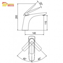 VÒI LAVABO NÓNG LẠNH NANO XÁM VIGLACERA P.51.326 CHÍNH HÃNG