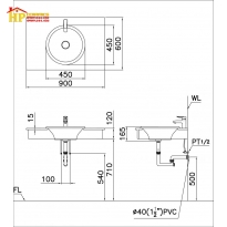 CHẬU LAVABO ÂM BÀN CAESAR LF5016 CHÍNH HÃNG