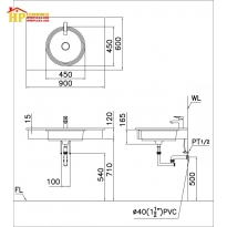 CHẬU LAVABO DƯƠNG BÀN CAESAR LF5017 CHÍNH HÃNG