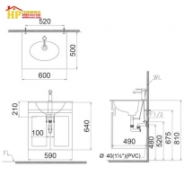 TỦ LAVABO CAESAR LF5024+EH15024AV CHÍNH HÃNG
