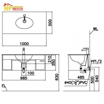 TỦ LAVABO CAESAR LF5028+EH05028DDV CHÍNH HÃNG
