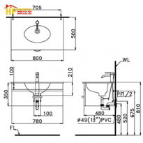 TỦ LAVABO CAESAR LF5032+EH05032DDV CHÍNH HÃNG