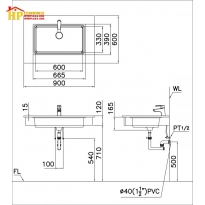 CHẬU LAVABO ÂM BÀN CAESAR LF5130 CHÍNH HÃNG