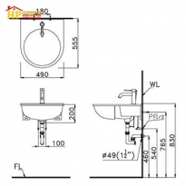 CHẬU LAVABO DƯƠNG BÀN CAESAR LF5302 CHÍNH HÃNG
