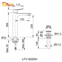 VÒI LAVABO NÓNG LẠNH 30CM INAX LFV-502SH CHÍNH HÃNG