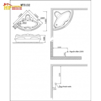 BỒN TẮM GÓC CHÂN YẾM CAESAR AT5132 CHÍNH HÃNG