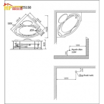 BỒN TẮM GÓC CHÂN YẾM CAESAR AT5150 CHÍNH HÃNG