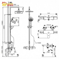 SEN TẮM ĐỨNG INAX  NÓNG LẠNH CHỈNH NHIỆT ĐỘ BFV-3415T CHÍNH HÃNG