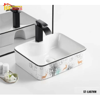 LAVABO ĐẶT BÀN CHỮ NHẬT HOA VĂN NAI LA07HN CAO CẤP GIÁ RẺ