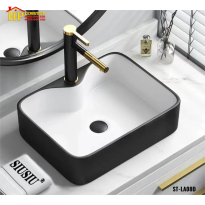 LAVABO ĐẶT BÀN CHỮ NHẬT ĐEN TRẮNG LA08D CAO CẤP GIÁ RẺ