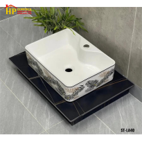 LAVABO ĐẶT BÀN CHỮ NHẬT HOA VĂN LÁ LIỄU LA40 CAO CẤP GIÁ RẺ