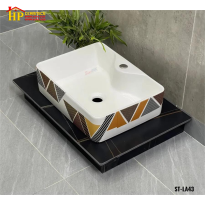 LAVABO ĐẶT BÀN CHỮ NHẬT HOA VĂN TAM GIÁC LA43 CAO CẤP GIÁ RẺ