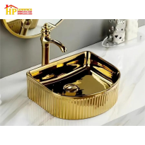 LAVABO SỨ MẠ VÀNG SANG TRỌNG LA-46