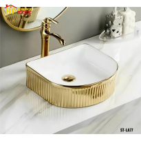 LAVABO ĐẶT BÀN SÒ TRẮNG MẠ VÀNG LA77 CAO CẤP GIÁ RẺ
