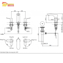 VÒI LAVABO NÓNG LẠNH 3 LỖ TOTO  TLG01201B CHÍNH HÃNG
