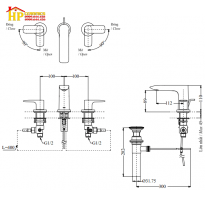 VÒI LAVABO NÓNG LẠNH 3 LỖ TOTO TLG04201B CHÍNH HÃNG