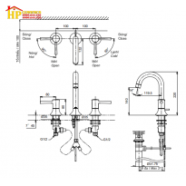 VÒI LAVABO NÓNG LẠNH 3 LỖ TOTO TLS02201B CHÍNH HÃNG