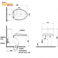 BÀN CẦU KHỐI TOTO MS855DT2 CHÍNH HÃNG