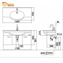 TỦ LAVABO CAESAR LF5324+EH05324AV CHÍNH HÃNG