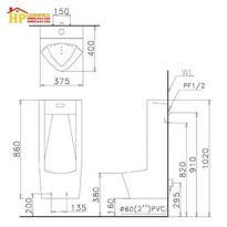 BỒN TIỂU TREO TƯỜNG KÈM CẢM ỨNG CAESAR UMP0283 CHÍNH HÃNG