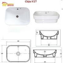 CHẬU LAVABO ĐẶT BÀN VIGLACERA V27 CHÍNH HÃNG