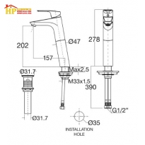 VÒI LAVABO NÓNG LẠNH AMERICAN STANDARD WF-0303 CHÍNH HÃNG