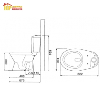 BÀN CẦU HAI KHỐI VIGLACERA VI66  CHÍNH HÃNG