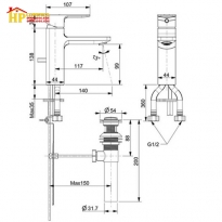 VÒI LAVABO NÓNG LẠNH MẠ ĐEN AMERICAN STANDARD  WF-1301MB  CHÍNH HÃNG