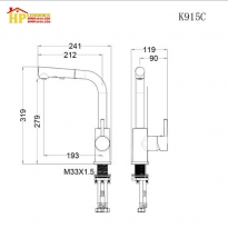 VÒI RỬA CHÉN NÓNG LẠNH DÂY RÚT CAESAR K915C CHÍNH HÃNG