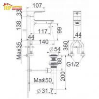 VÒI LAVABO NÓNG LẠNH MẠ VÀNG AMERICAN STANDARD WF-1301CS CHÍNH HÃNG