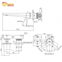 VÒI LAVABO ÂM TƯỜNG TOTO NÓNG LẠNH TLG07308BB CHÍNH HÃNG