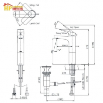 VÒI LAVABO NÓNG LẠNH TOTO TTLR302FV-1R CHÍNH HÃNG