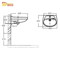 LAVABO TREO TƯỜNG VIGLACERA  VTL3+VI05