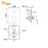 SEN TẮM ÂM TƯỜNG AMERICAN STANDARD WF-1420 CHÍNH HÃNG