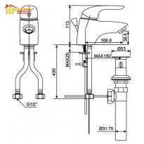 VÒI LAVABO NÓNG LẠNH AMERICAN STANDARD WF-1501 CHÍNH HÃNG