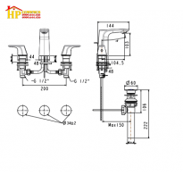 VÒI LAVABO NÓNG LẠNH 3 LỖ AMERICAN STANDARD  WF-1703  CHÍNH HÃNG