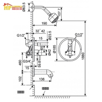 SEN TẮM ÂM TƯỜNG AMERICAN STANDARD WF-2621 CHÍNH HÃNG