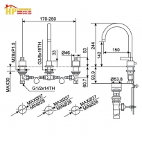 VÒI LAVABO NÓNG LẠNH 3 LỖ AMERICAN STANDARD WF-3304 CHÍNH HÃNG