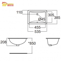 CHẬU LAVABO ÂM BÀN AMERICAN STANDARD WP-0488 CHÍNH HÃNG