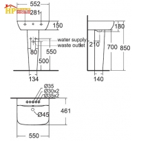 LAVABO CHÂN ĐỨNG AMERICAN STANDARD  WP-1511/ WP-F711 CHÍNH HÃNG