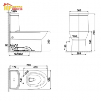 BÀN CẦU KHỐI AMERICAN STANDARD WP-2073 CHÍNH HÃNG
