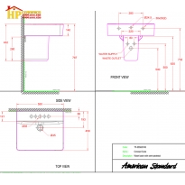 LAVABO TREO TƯỜNG CHÂN NGẮN AMERICAN STANDARD WP-F550/0740-WT CHÍNH HÃNG