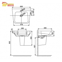 LAVABO CHÂN TREO AMERICAN STANDARD  WP-F622/F722 CHÍNH HÃNG