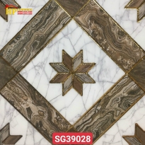 GẠCH TRANG TRÍ 30X30 HOA VĂN KIM CƯƠNG KẾT HỢP NÂU VÀ TRẮNG KHÓI NHẬP KHẨU CAO CẤP