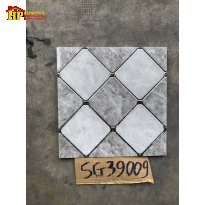 GẠCH TRANG TRÍ 30X30 Ô HÌNH THOI XÁM ĐẬM LỢT KHẮC KIM BẠC NHẬP KHẨU CAO CẤP