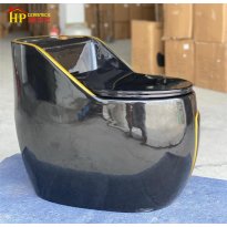 BÀN CẦU KHỐI QUẢ TRỨNG ĐEN BÓNG CHỈ VÀNG NHẬP KHẨU CAO CẤP