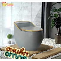 BÀN CẦU KHỐI QUẢ TRỨNG MÀU XÁM CHỈ VÀNG NHẬP KHẨU CAO CẤP